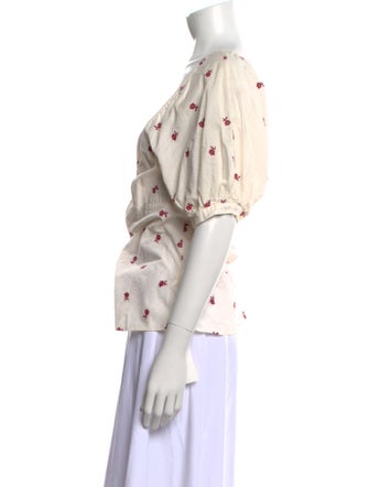 La Vie Rebecca Taylor Printed V-Neck Blouse