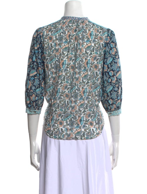 La Vie Rebecca Taylor Floral Print Mock Neck Blouse