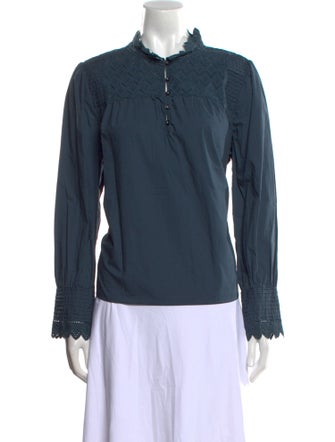 La Vie Rebecca Taylor Mock Neck Long Sleeve Blouse