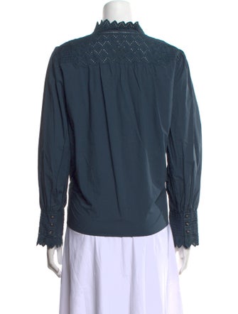 La Vie Rebecca Taylor Mock Neck Long Sleeve Blouse