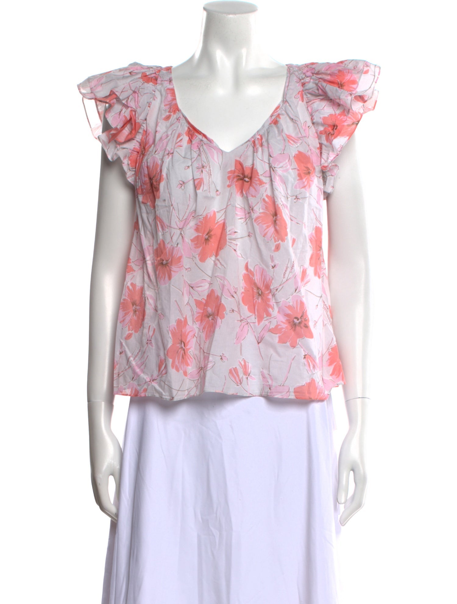 La Vie Rebecca Taylor Floral Print V-Neck Blouse