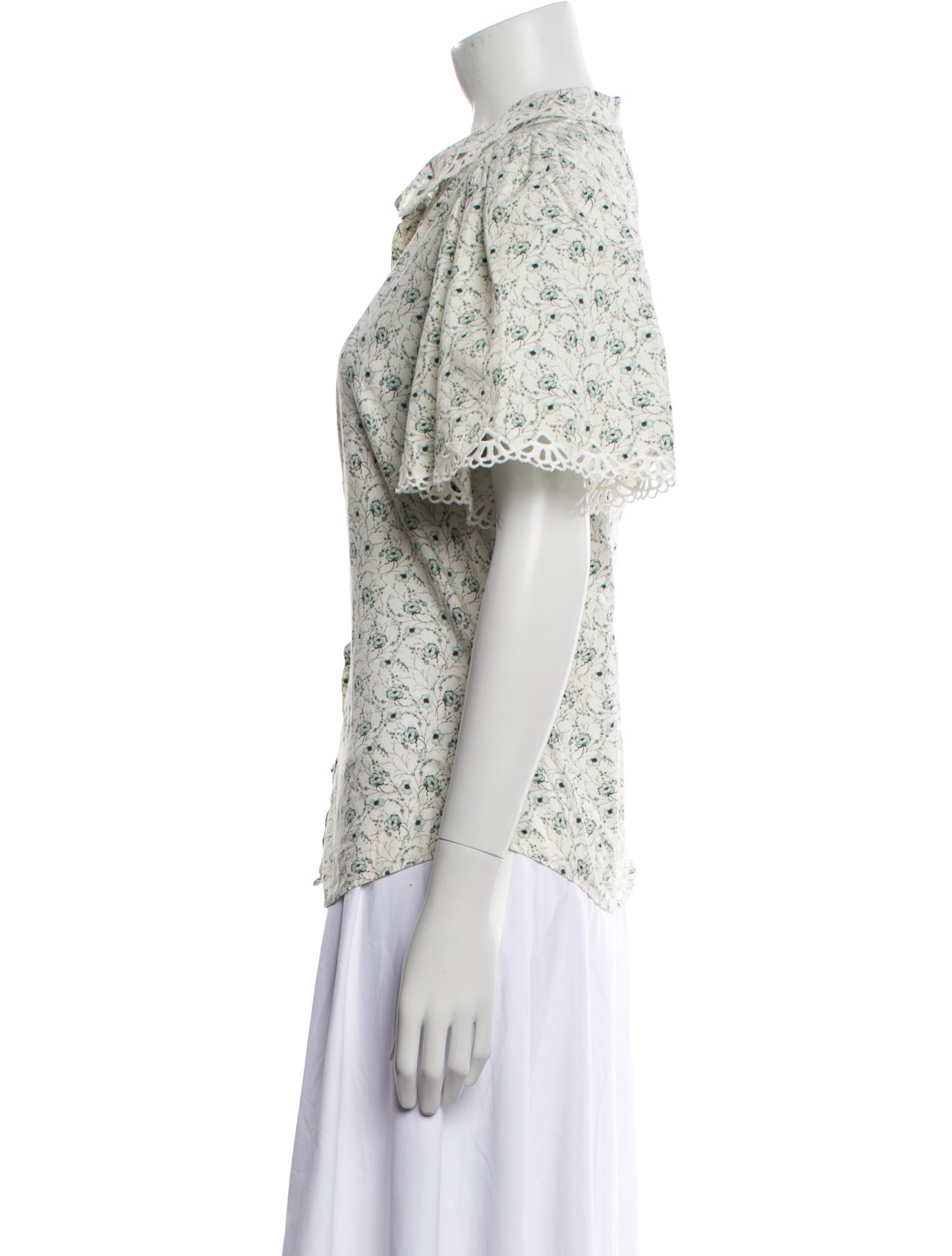 La Vie Rebecca Taylor Floral Print Short Sleeve Button-Up Top w/ Tags