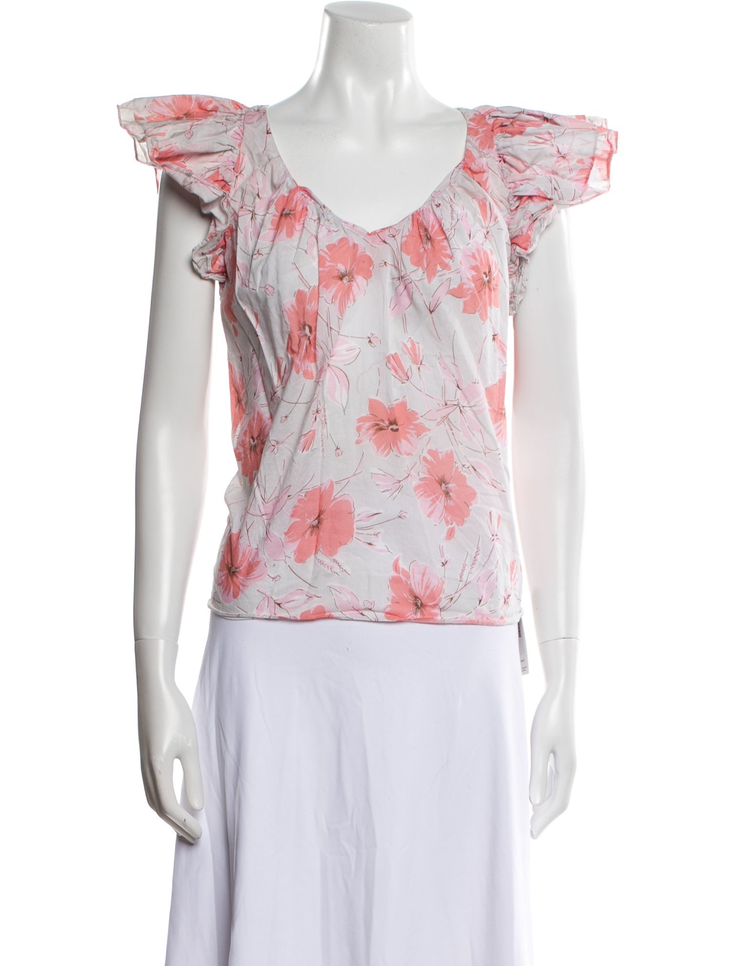 La Vie Rebecca Taylor Floral Print V-Neck Blouse