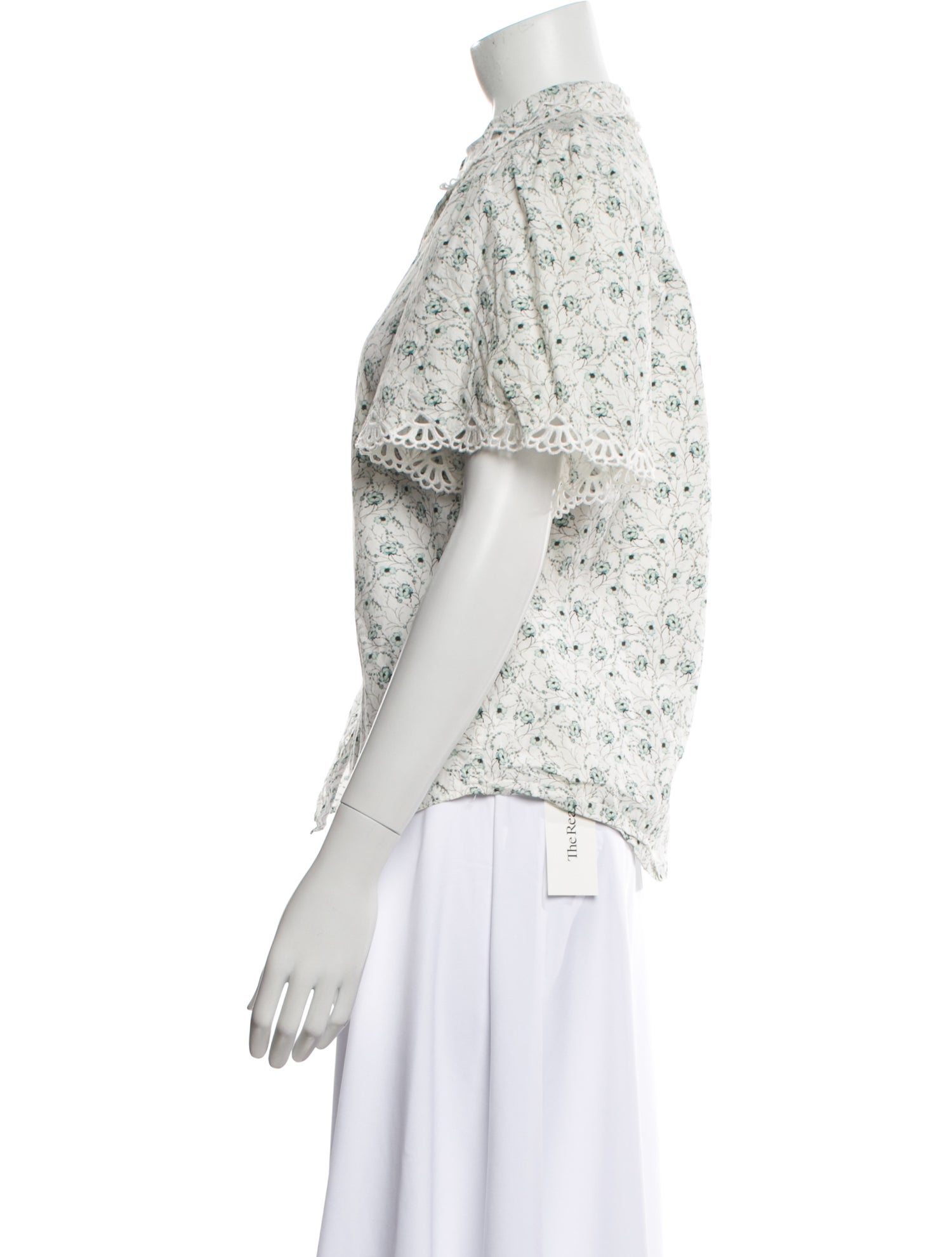 La Vie Rebecca Taylor Floral Print Short Sleeve Button-Up Top