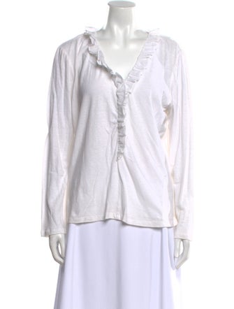 La Vie Rebecca Taylor Linen V-Neck Blouse