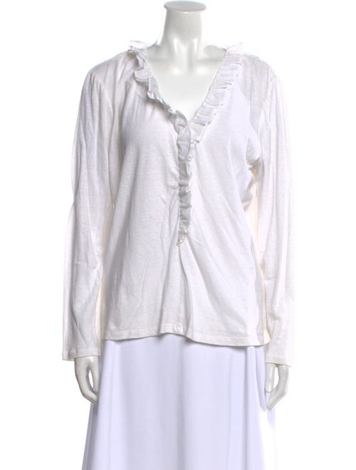 La Vie Rebecca Taylor Linen V-Neck Blouse