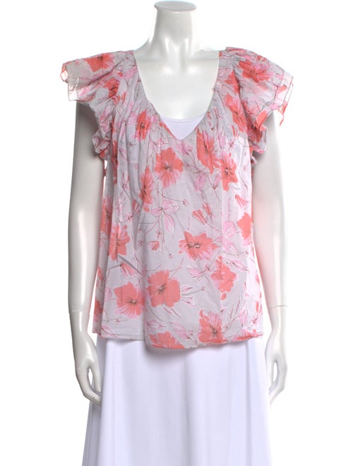 La Vie Rebecca Taylor Floral Print V-Neck Blouse