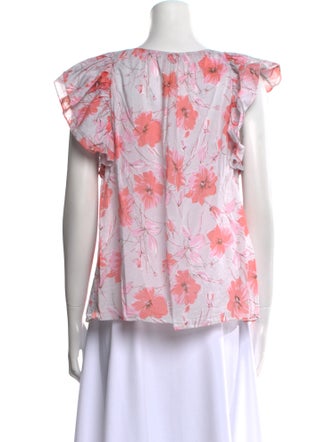 La Vie Rebecca Taylor Floral Print V-Neck Blouse