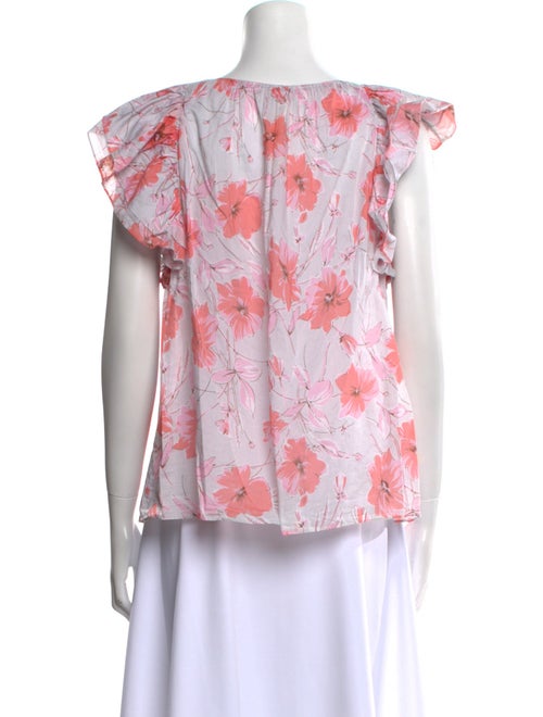 La Vie Rebecca Taylor Floral Print V-Neck Blouse