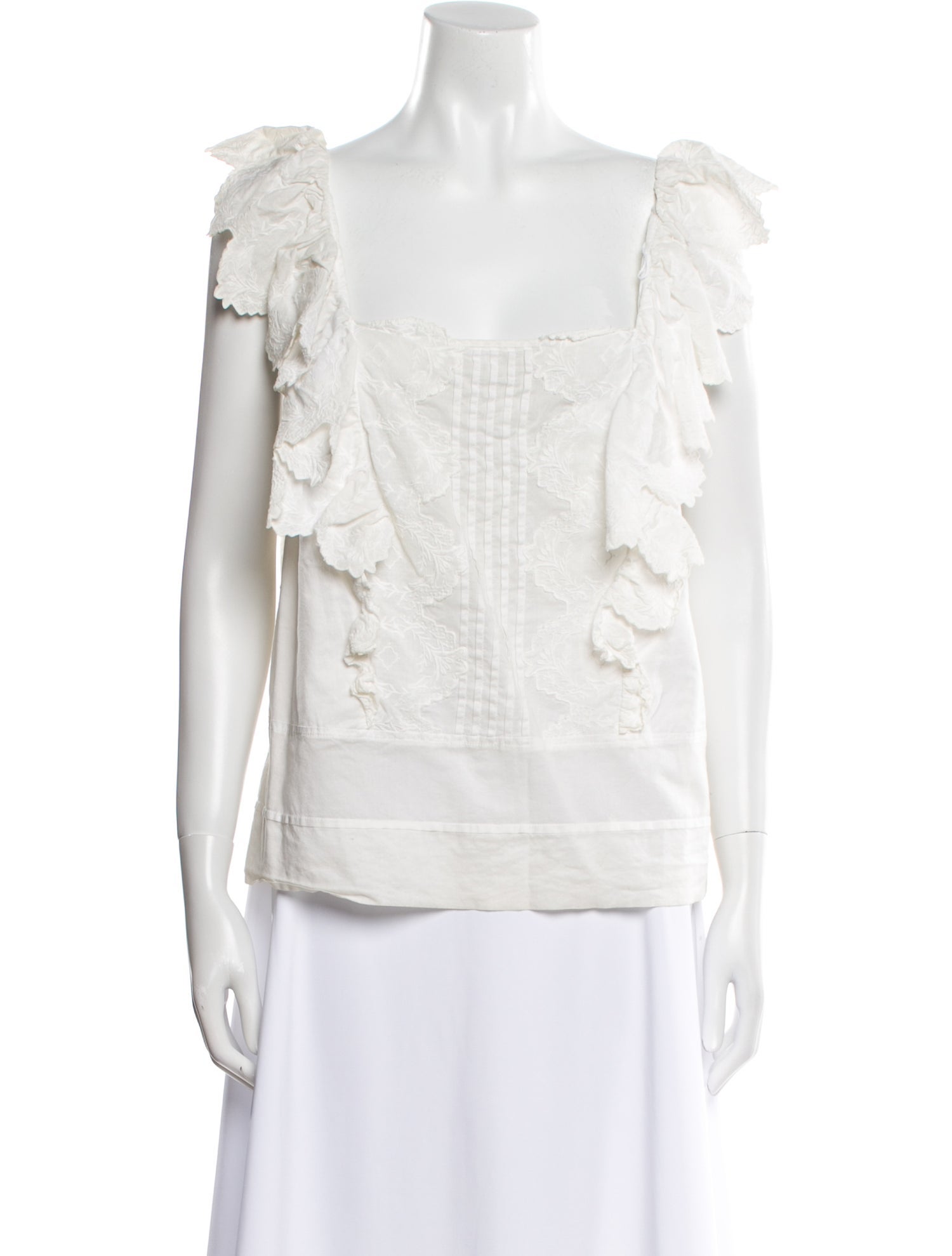 La Vie Rebecca Taylor Square Neckline Sleeveless Blouse