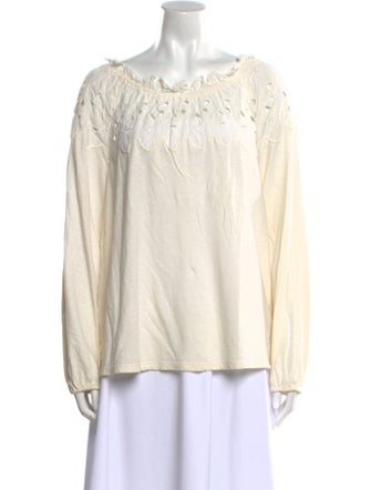 La Vie Rebecca Taylor Linen Bateau Neckline Blouse