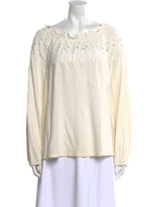 La Vie Rebecca Taylor Linen Bateau Neckline Blouse