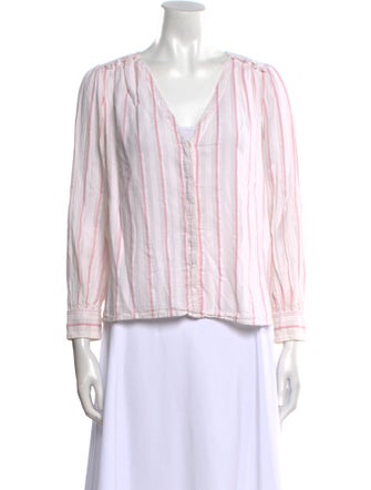 La Vie Rebecca Taylor Striped V-Neck Blouse