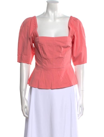 La Vie Rebecca Taylor Square Neckline Three-Quarter Sleeve Crop Top