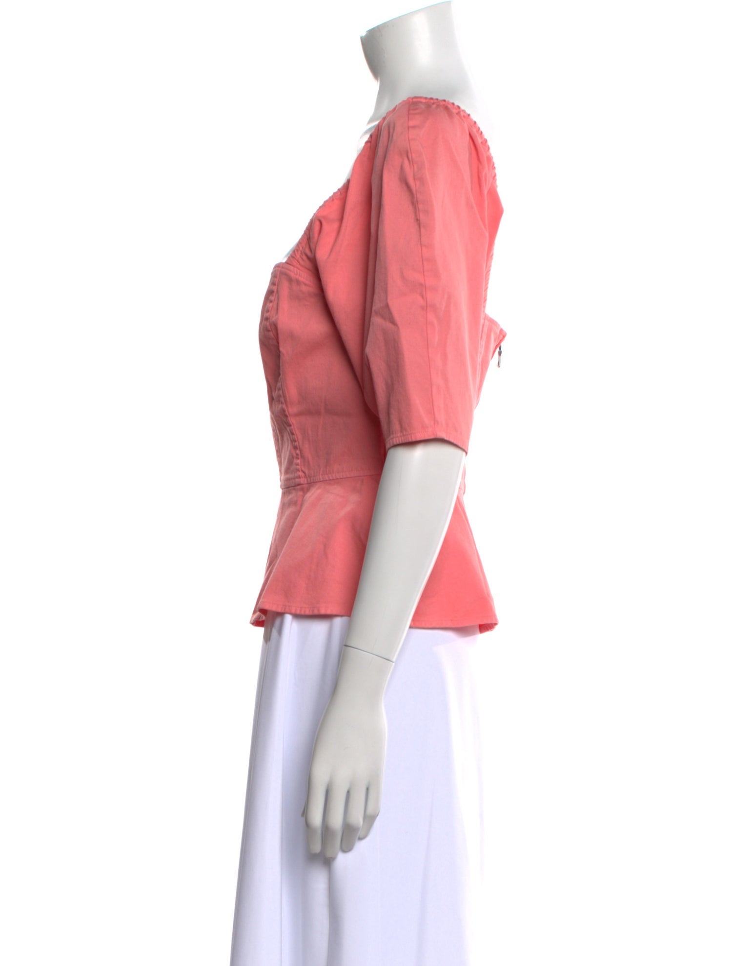 La Vie Rebecca Taylor Square Neckline Three-Quarter Sleeve Crop Top