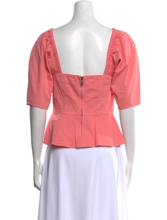 La Vie Rebecca Taylor Square Neckline Three-Quarter Sleeve Crop Top