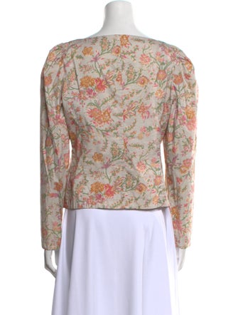 La Vie Rebecca Taylor Floral Print V-Neck Blouse