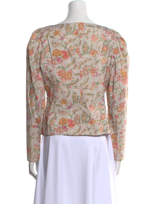 La Vie Rebecca Taylor Floral Print V-Neck Blouse
