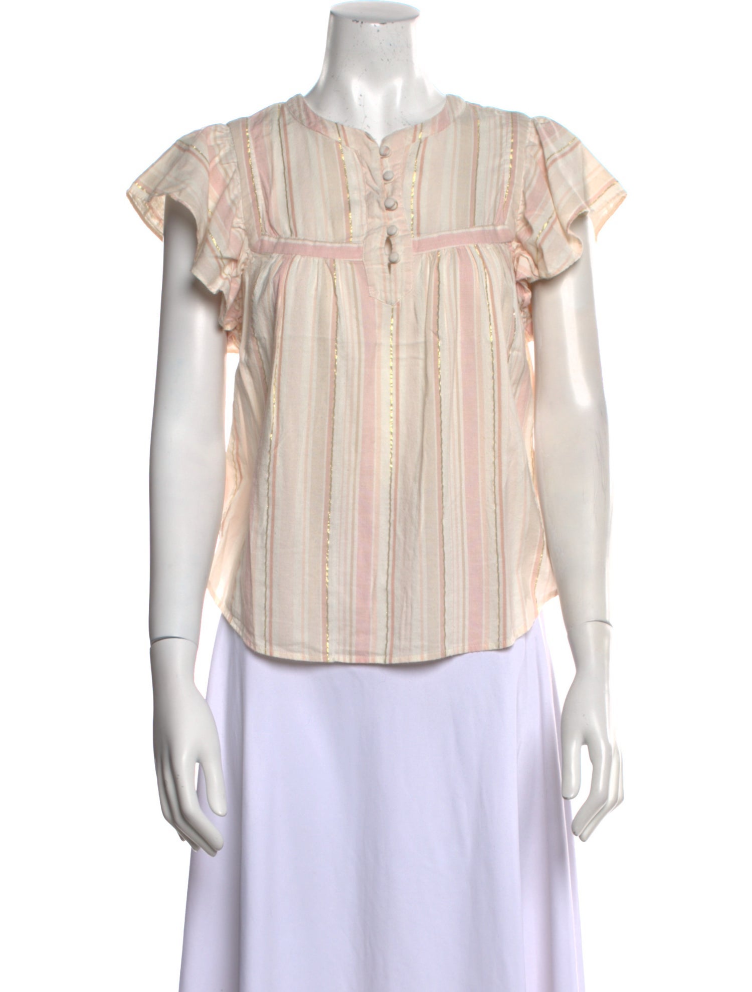 La Vie Rebecca Taylor Striped Crew Neck Blouse