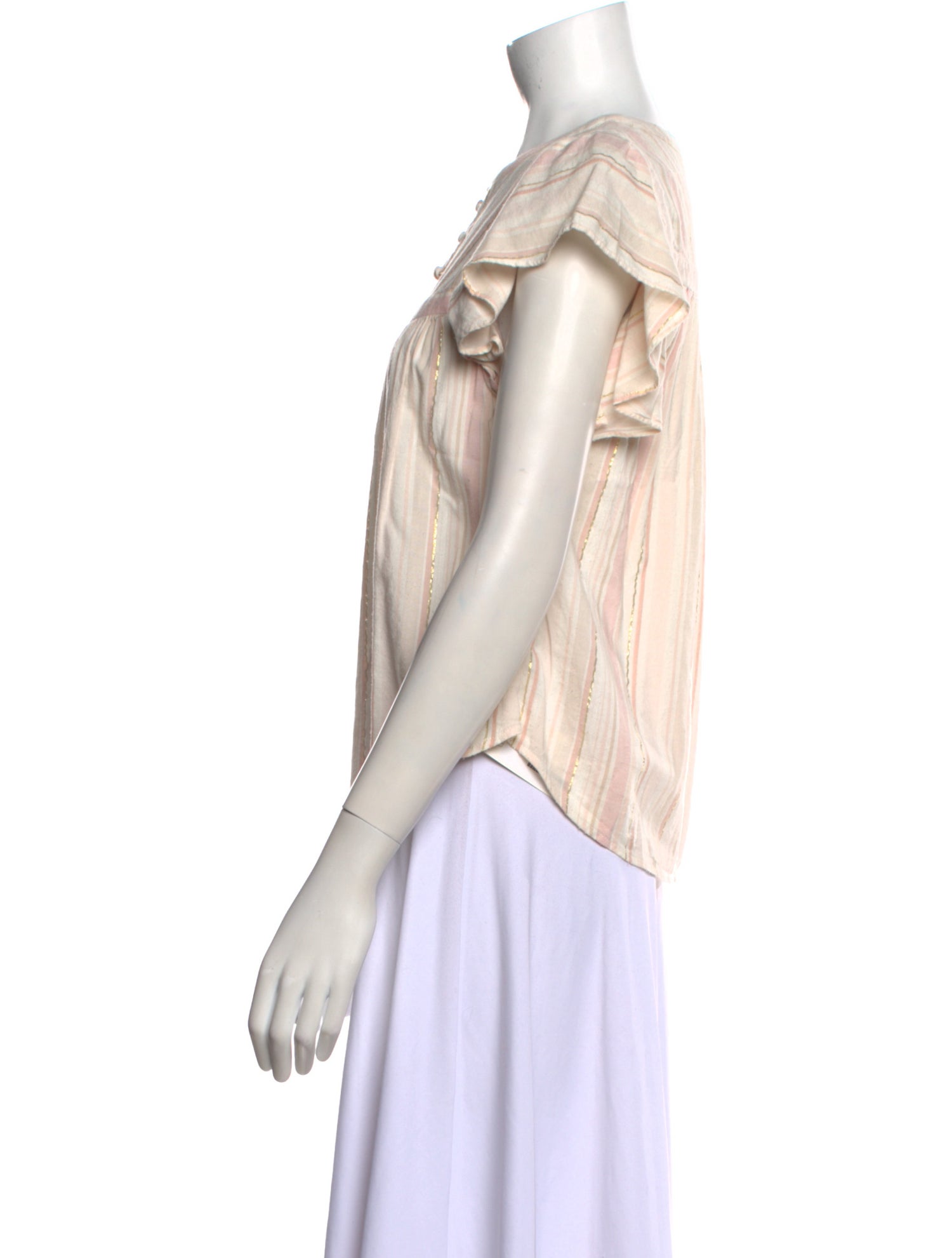 La Vie Rebecca Taylor Striped Crew Neck Blouse