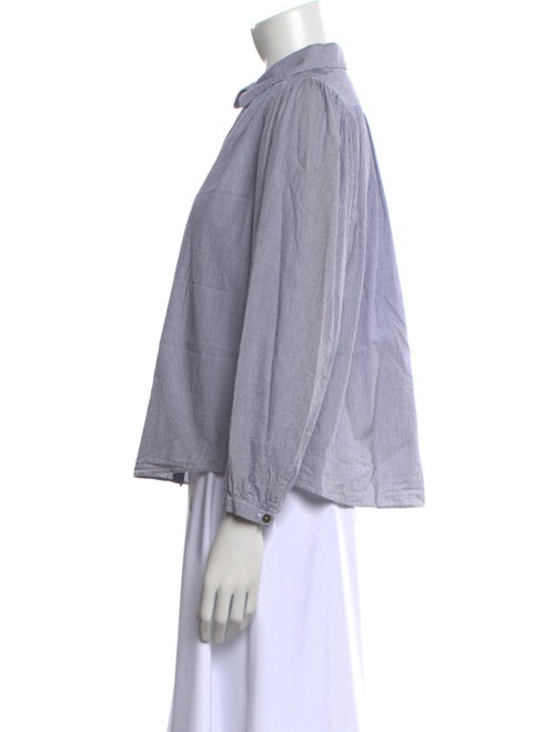 La Vie Rebecca Taylor Striped Three-Quarter Sleeve Button-Up Top