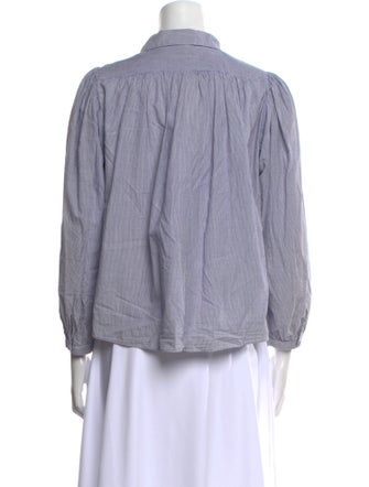 La Vie Rebecca Taylor Striped Three-Quarter Sleeve Button-Up Top