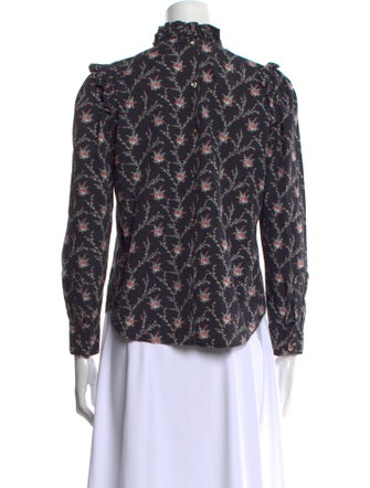 La Vie Rebecca Taylor Floral Print Mock Neck Blouse