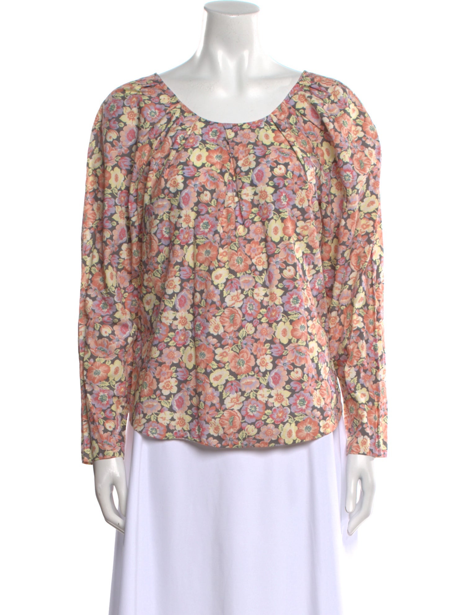 La Vie Rebecca Taylor Floral Print Scoop Neck Blouse