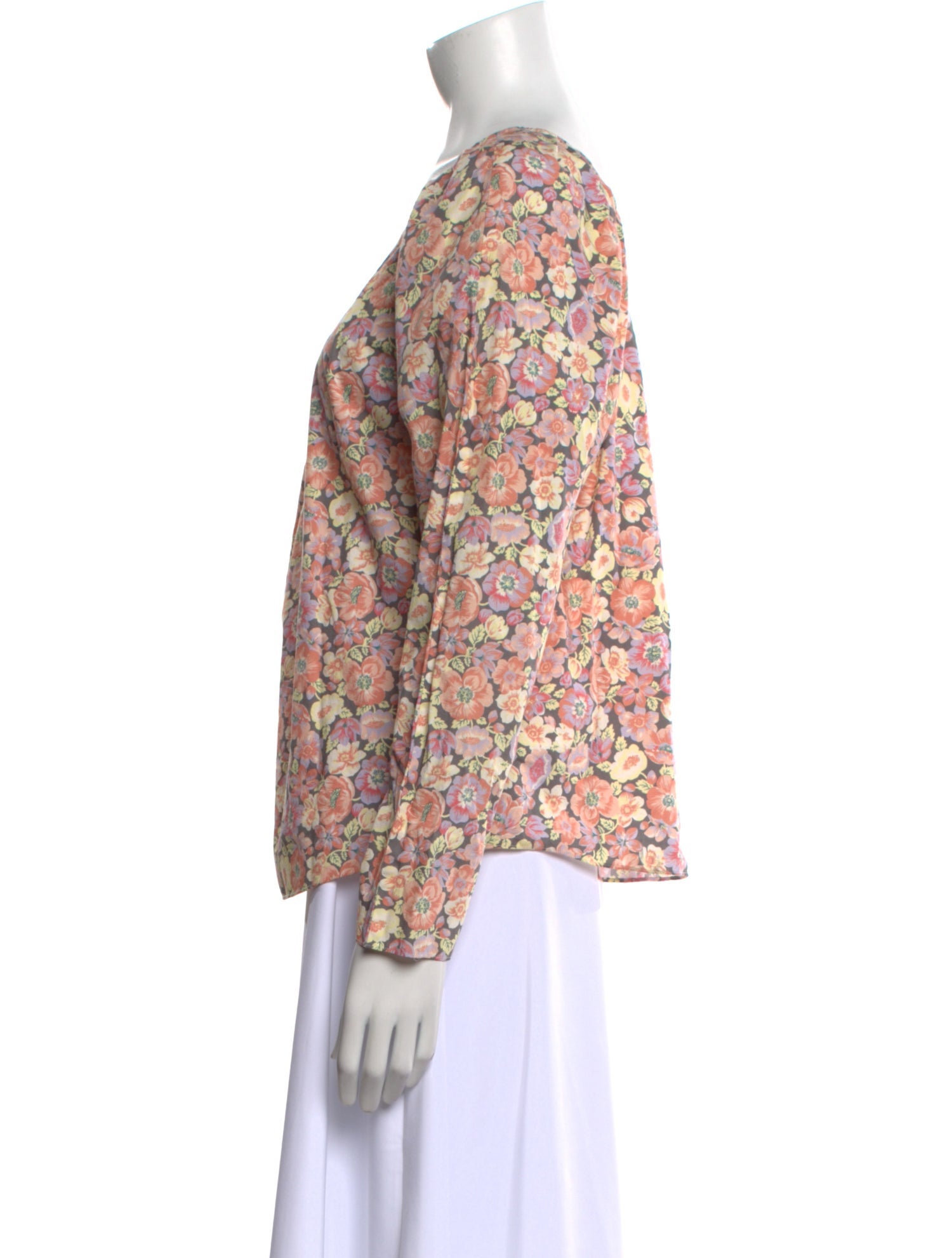 La Vie Rebecca Taylor Floral Print Scoop Neck Blouse