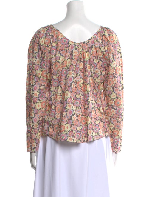 La Vie Rebecca Taylor Floral Print Scoop Neck Blouse