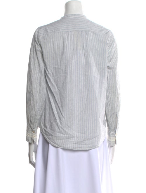 La Vie Rebecca Taylor Striped Mock Neck Button-Up Top