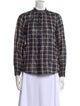 La Vie Rebecca Taylor Plaid Print Mock Neck Button-Up Top