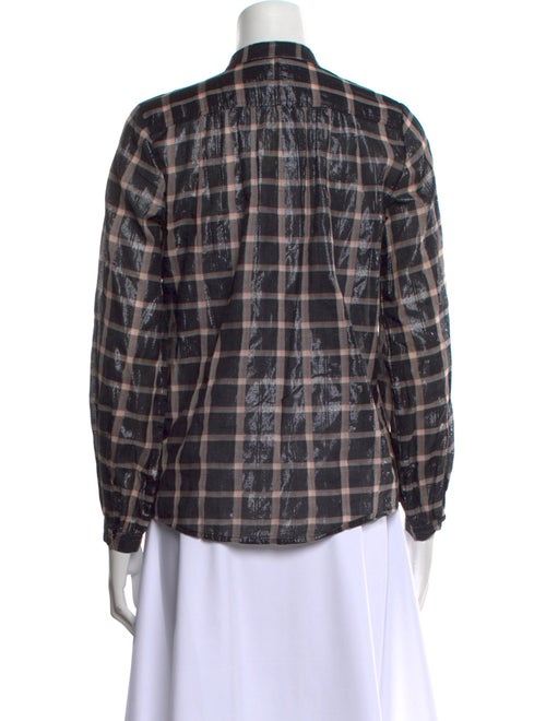 La Vie Rebecca Taylor Plaid Print Mock Neck Button-Up Top