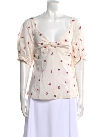 La Vie Rebecca Taylor Printed V-Neck Blouse