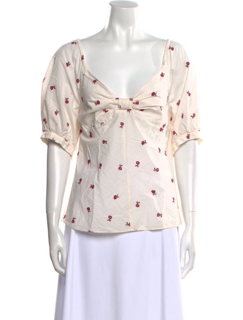 La Vie Rebecca Taylor Printed V-Neck Blouse