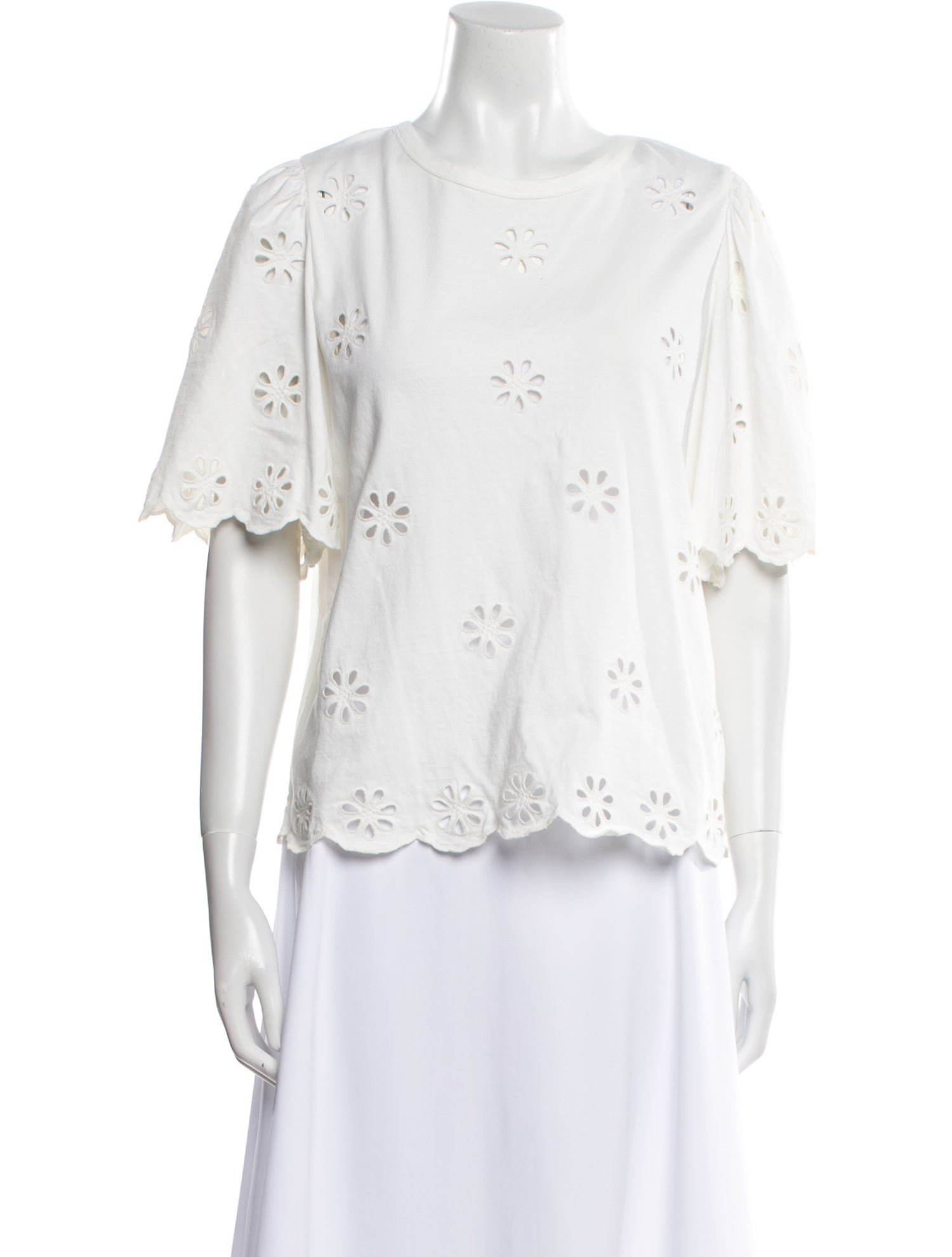 La Vie Rebecca Taylor Crew Neck Short Sleeve Blouse