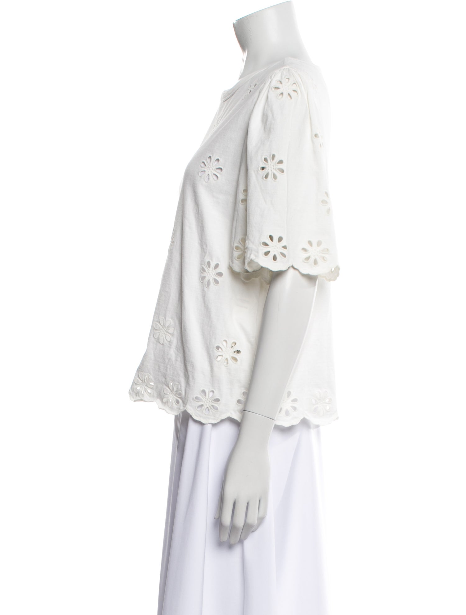 La Vie Rebecca Taylor Crew Neck Short Sleeve Blouse