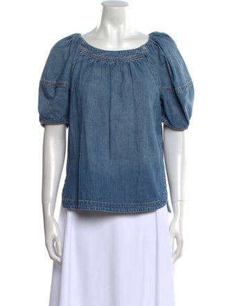 La Vie Rebecca Taylor Bateau Neckline Short Sleeve Blouse