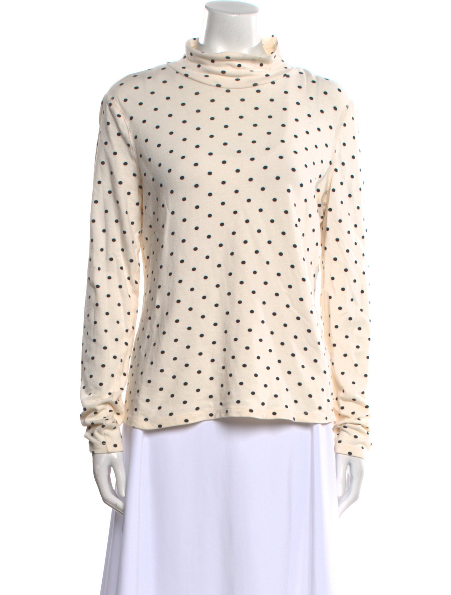 La Vie Rebecca Taylor Polka Dot Print Mock Neck Button-Up Top