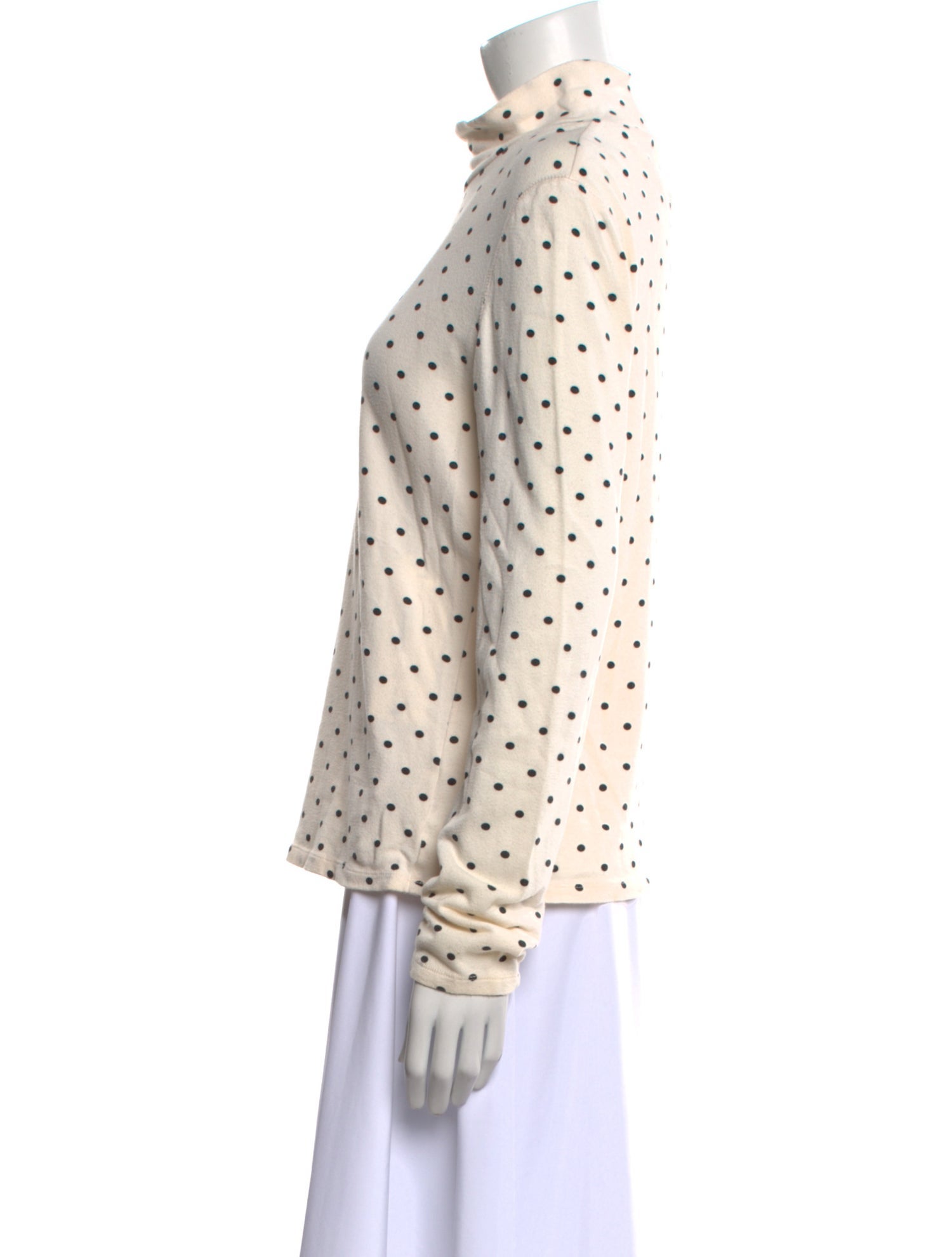 La Vie Rebecca Taylor Polka Dot Print Mock Neck Button-Up Top