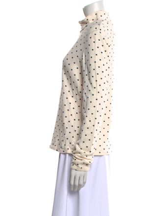La Vie Rebecca Taylor Polka Dot Print Mock Neck Button-Up Top