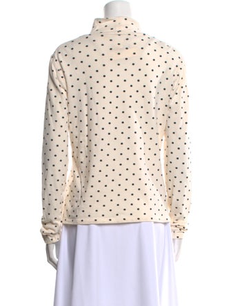 La Vie Rebecca Taylor Polka Dot Print Mock Neck Button-Up Top