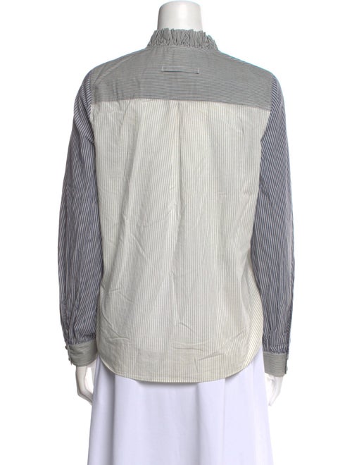 La Vie Rebecca Taylor Striped Mock Neck Button-Up Top