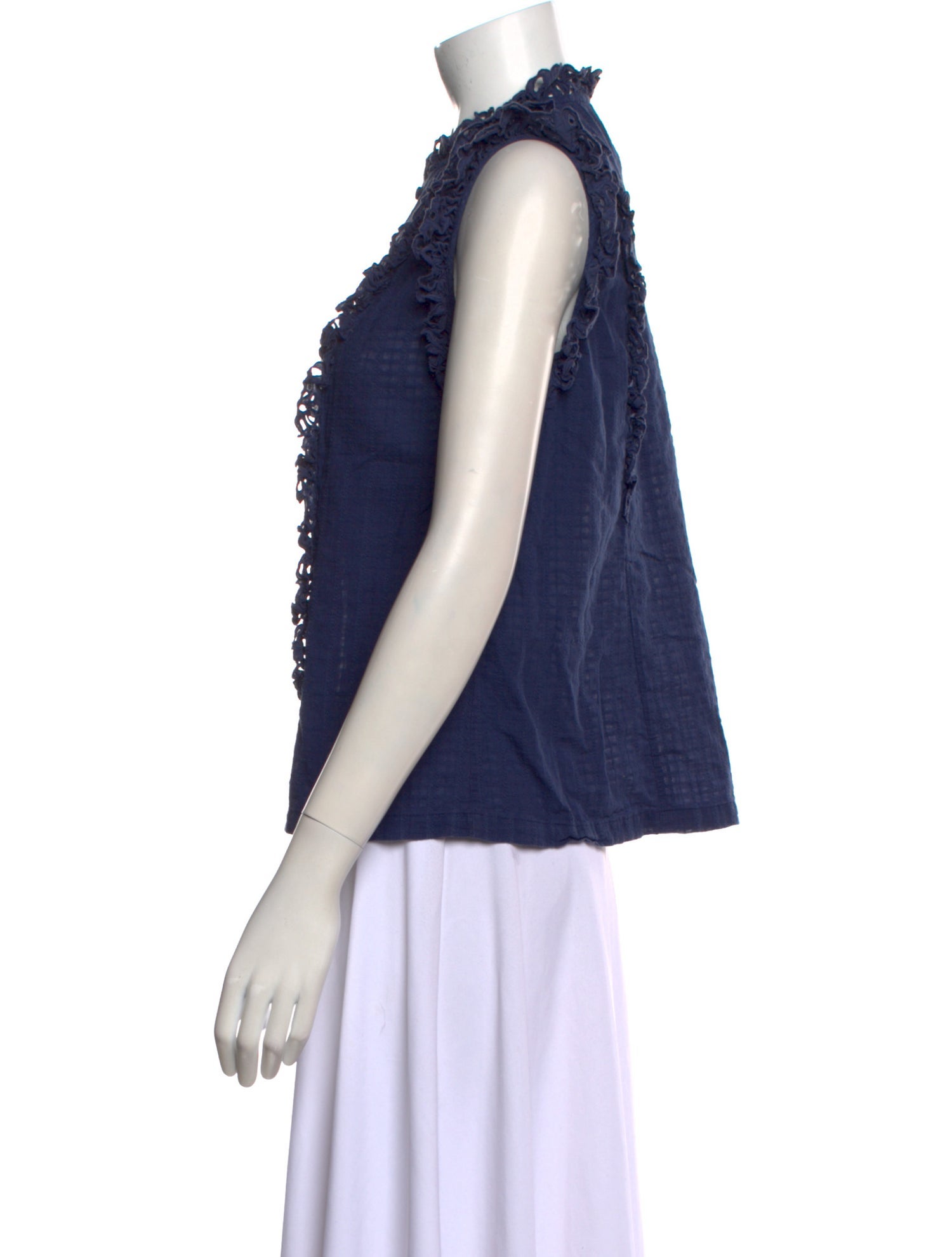 La Vie Rebecca Taylor Mock Neck Sleeveless Blouse