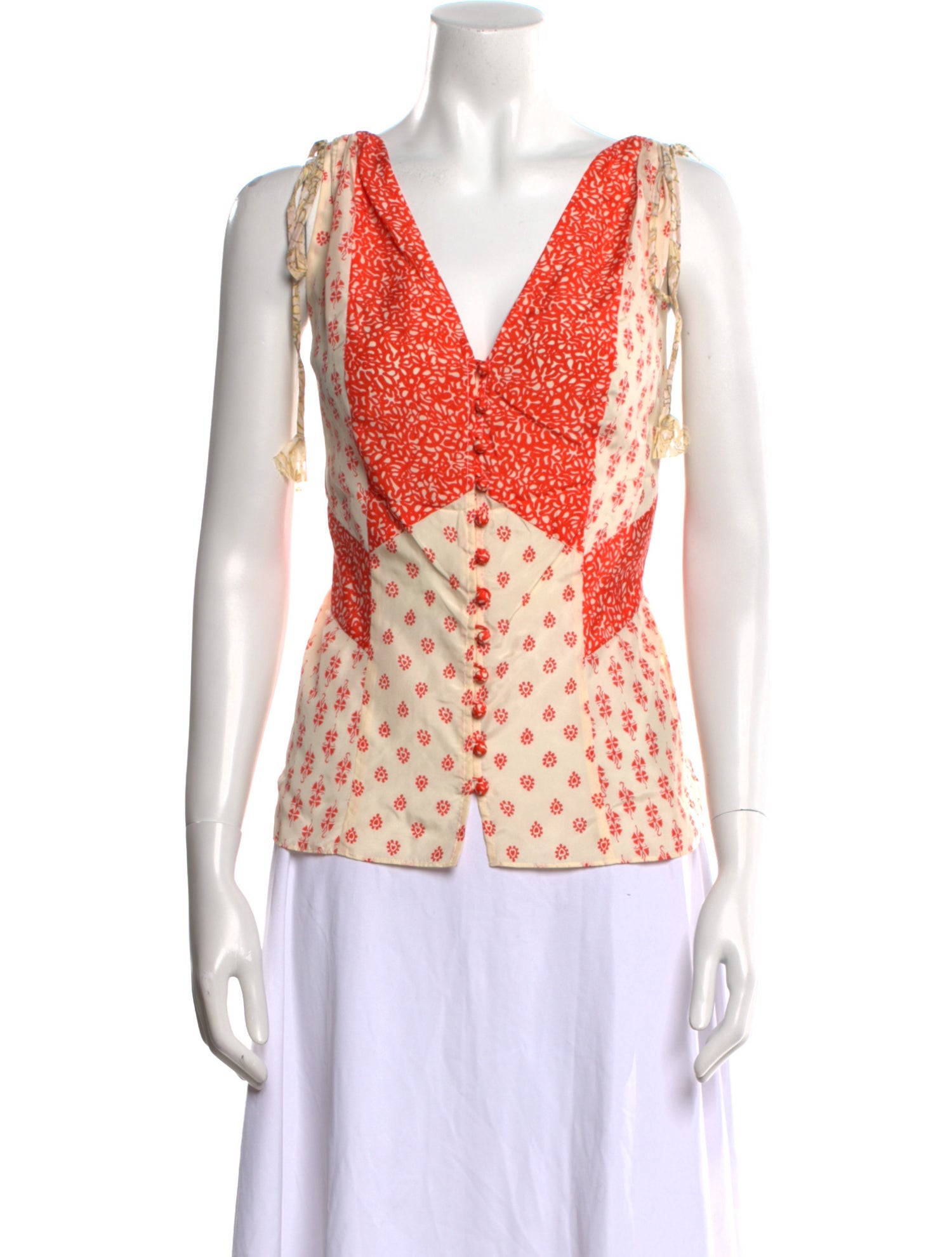 Rebecca Taylor Silk Printed Button-Up Top w/ Tags