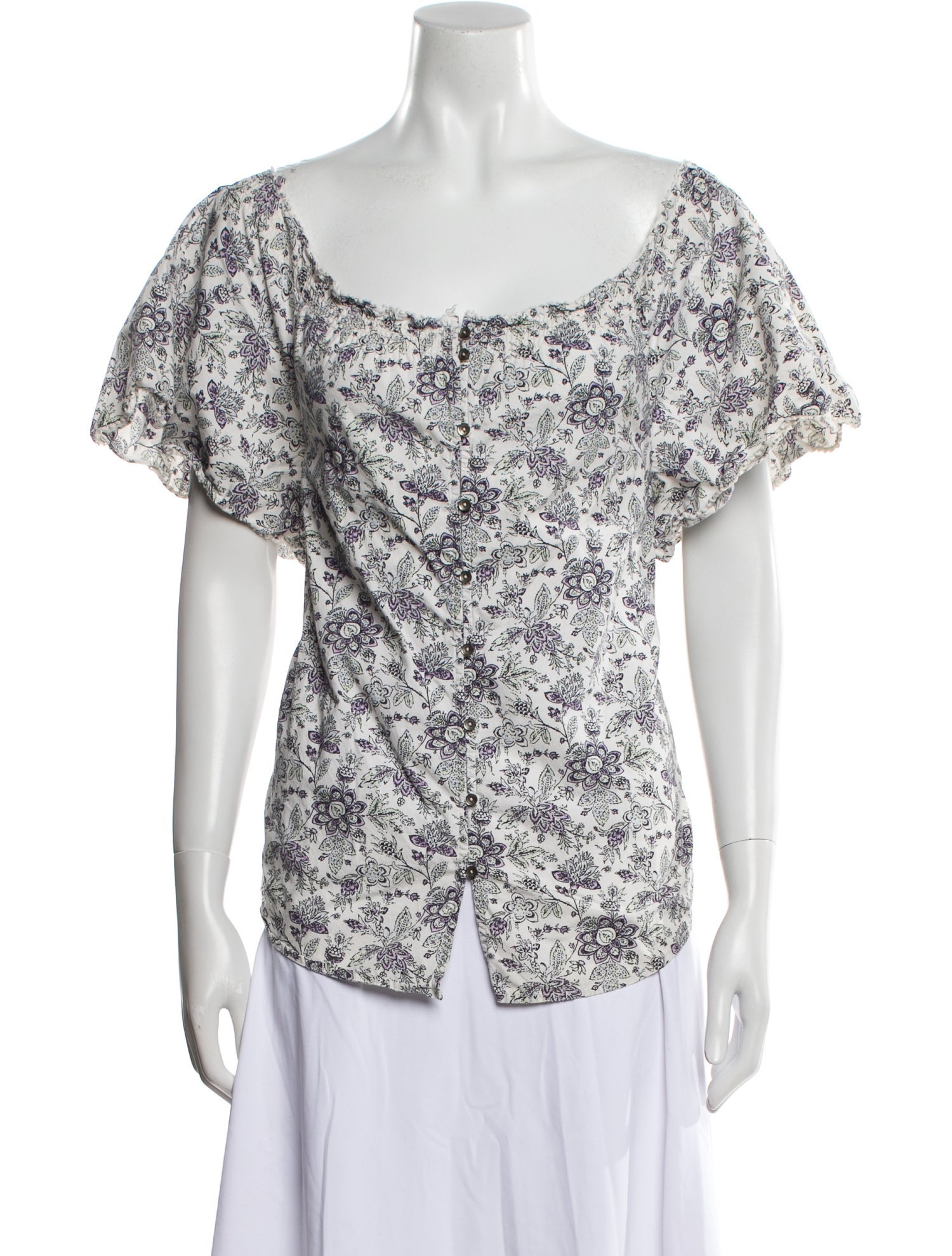 La Vie Rebecca Taylor Floral Print Scoop Neck T-Shirt w/ Tags