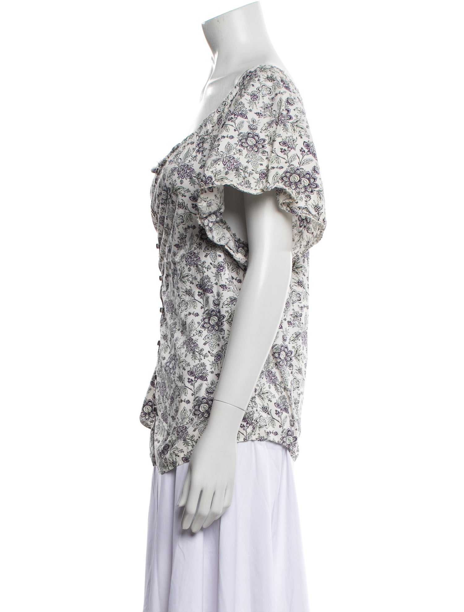 La Vie Rebecca Taylor Floral Print Scoop Neck T-Shirt w/ Tags