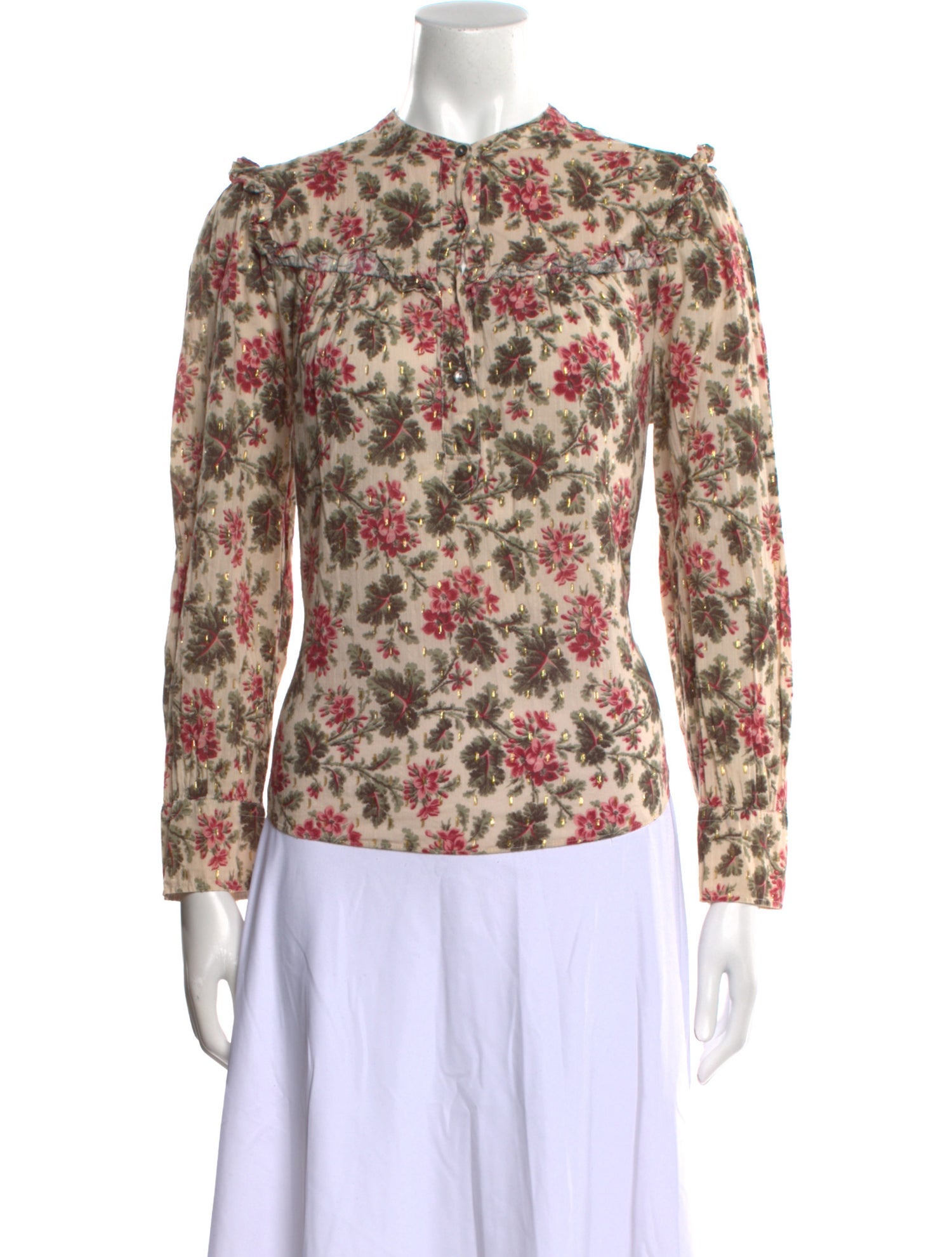 La Vie Rebecca Taylor Floral Print Mock Neck Blouse w/ Tags