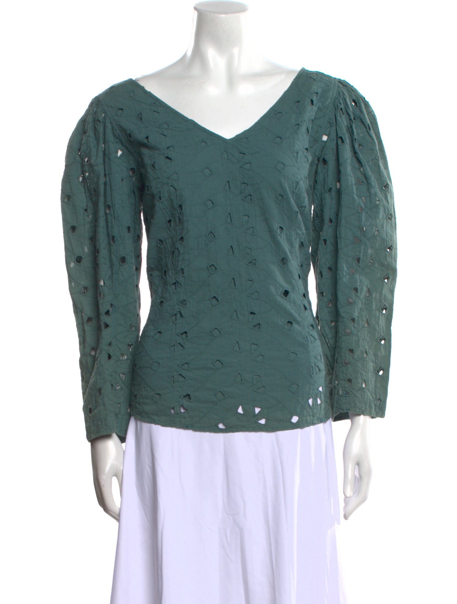 La Vie Rebecca Taylor V-Neck Long Sleeve Button-Up Top