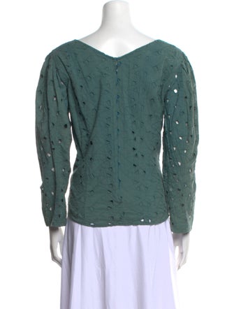 La Vie Rebecca Taylor V-Neck Long Sleeve Button-Up Top